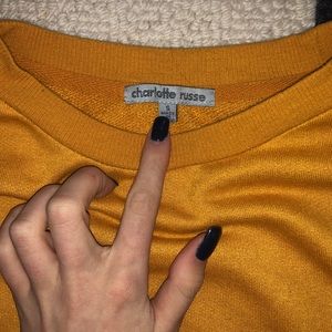 Cropped lace up sweater